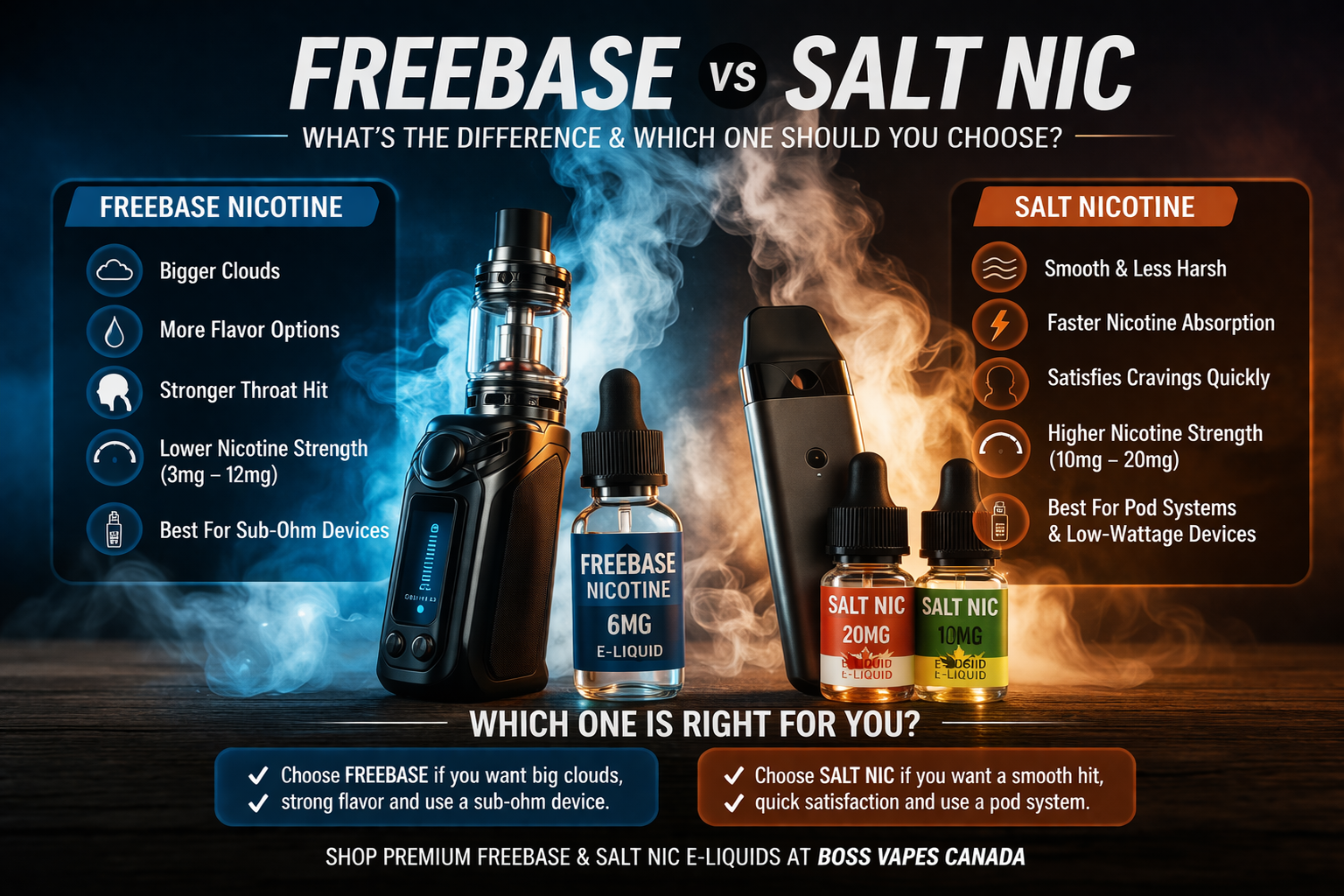 Freebase vs Salt Nicotine: The Complete Guide for Canadian Vapers (2026)