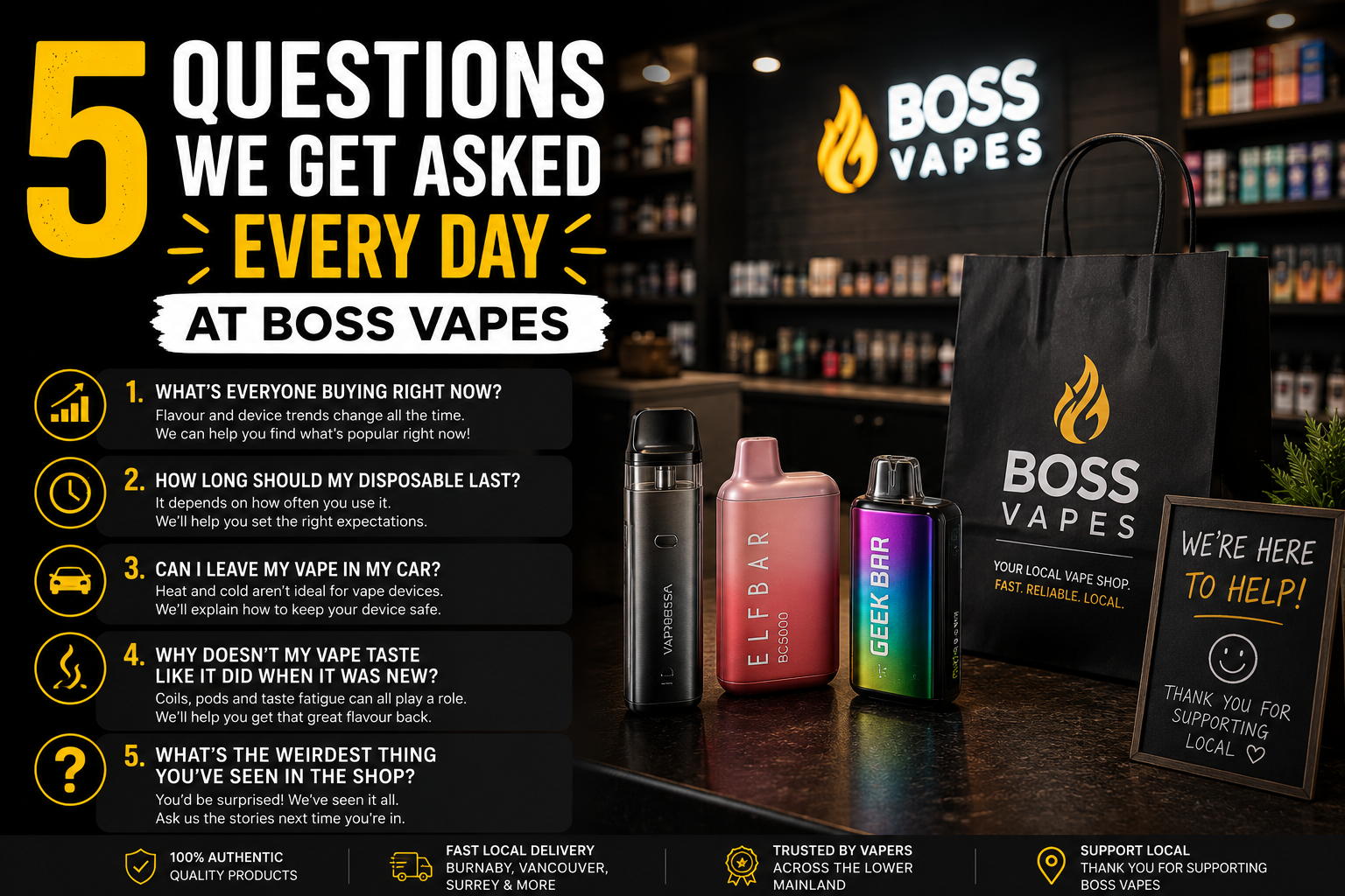 5 Questions We Get Asked Every Day at Boss Vapes