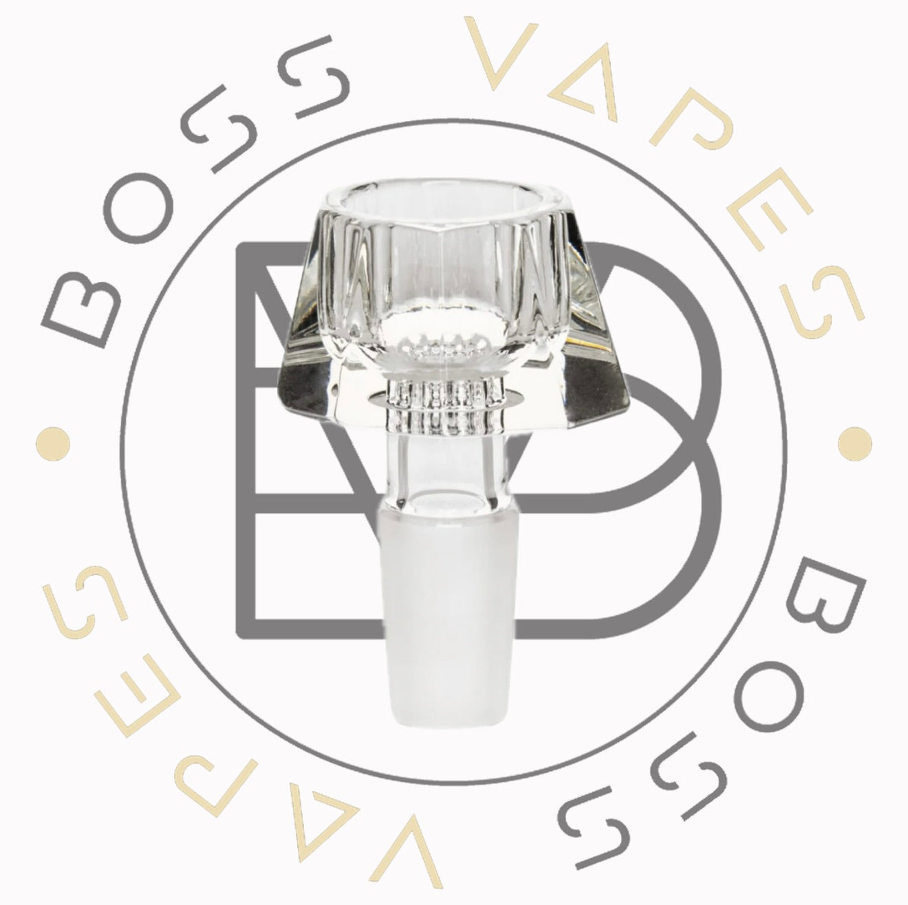 14mm Glass clear Facetted Bowl W/ Built in Screen