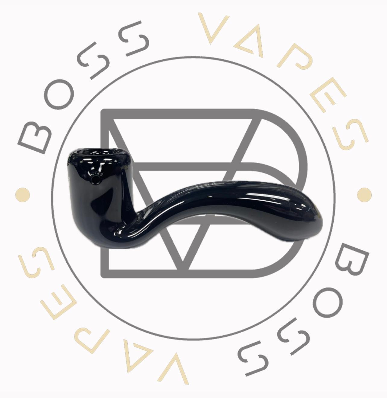 Red Eye Glass 5" Black Sherlock Hand Pipe w/ Ash Catcher Mouthpiece and Decal
